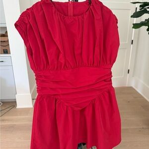 Vibrant Red Ruched Dress